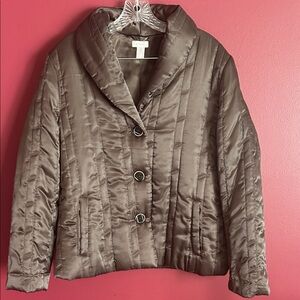 Chico's Quilted Satin Bronze/Taupe Jacket